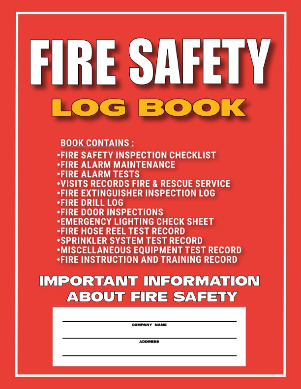 Fire Safety Log Book Includes 12 Testing And Maintenance Logs Health