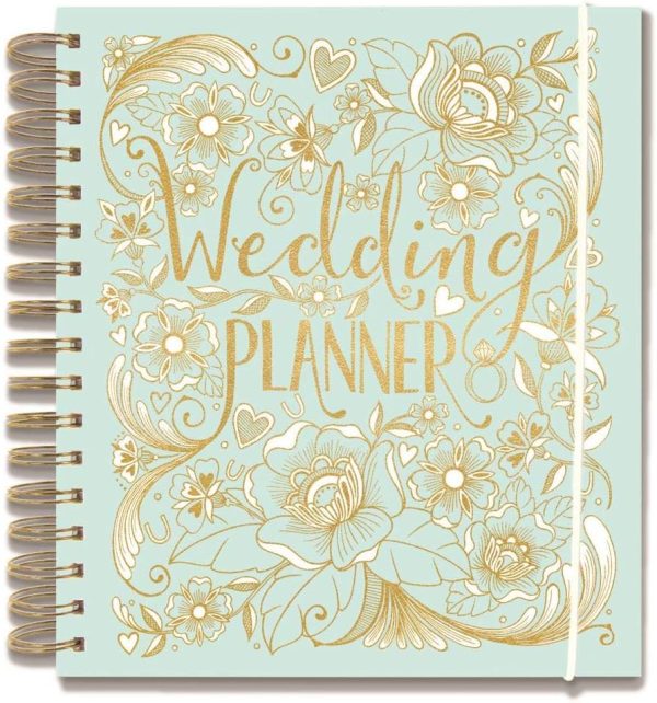 2021 Wedding planner, duck egg blue, perfect engagement gift with sections, checklists and pockets for a wedding by Rachel Ellen