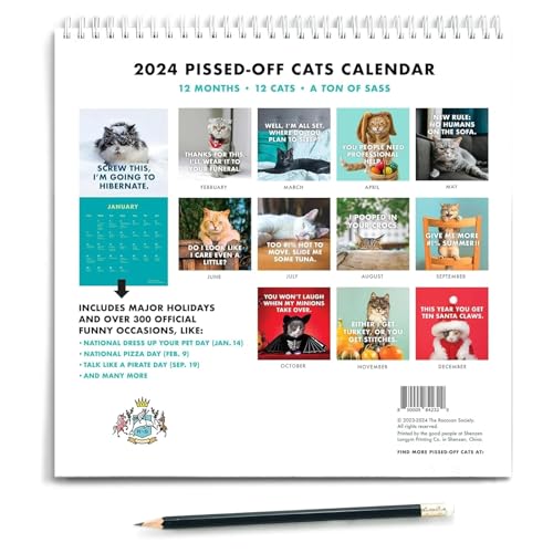 2024 Pissed Off Cats Calendar | Cats Wall Calendar 2024 | Funny Cat ...