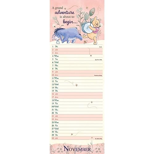 Disney Eeyore 2024 Calendar, Month To View Slim Wall Calendar, Official