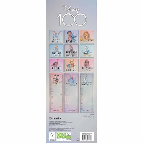 Disney, Quotes 100 Years Slim Calendar 2024 Paperback Books