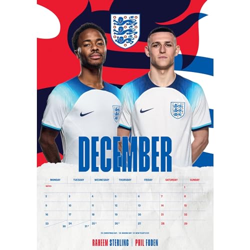 England Men Football 2024 Calendar, Month To View A3 Wall Calendar