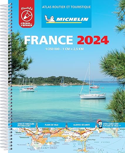 France 2024 Tourist Motoring Atlas A4 Laminated Spiral 