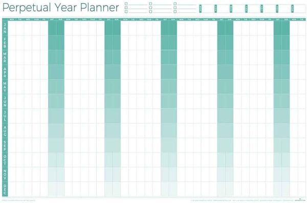 Perpetual Year Wall Planner With Repositionable Date Strips - Large 90cmx61cm - Laminated Reusable Wall Planner Calendar Ideal For Office, School, University, Home (Perpetual...