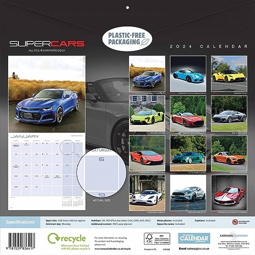 Supercars Wall Calendar 2024 Paperback Books